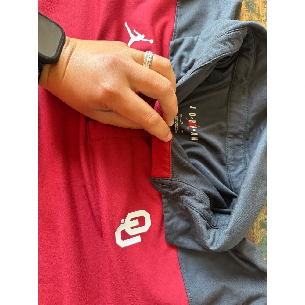 Mens Nike Jordan Oklahoma Sooners red and gray polo 2XL